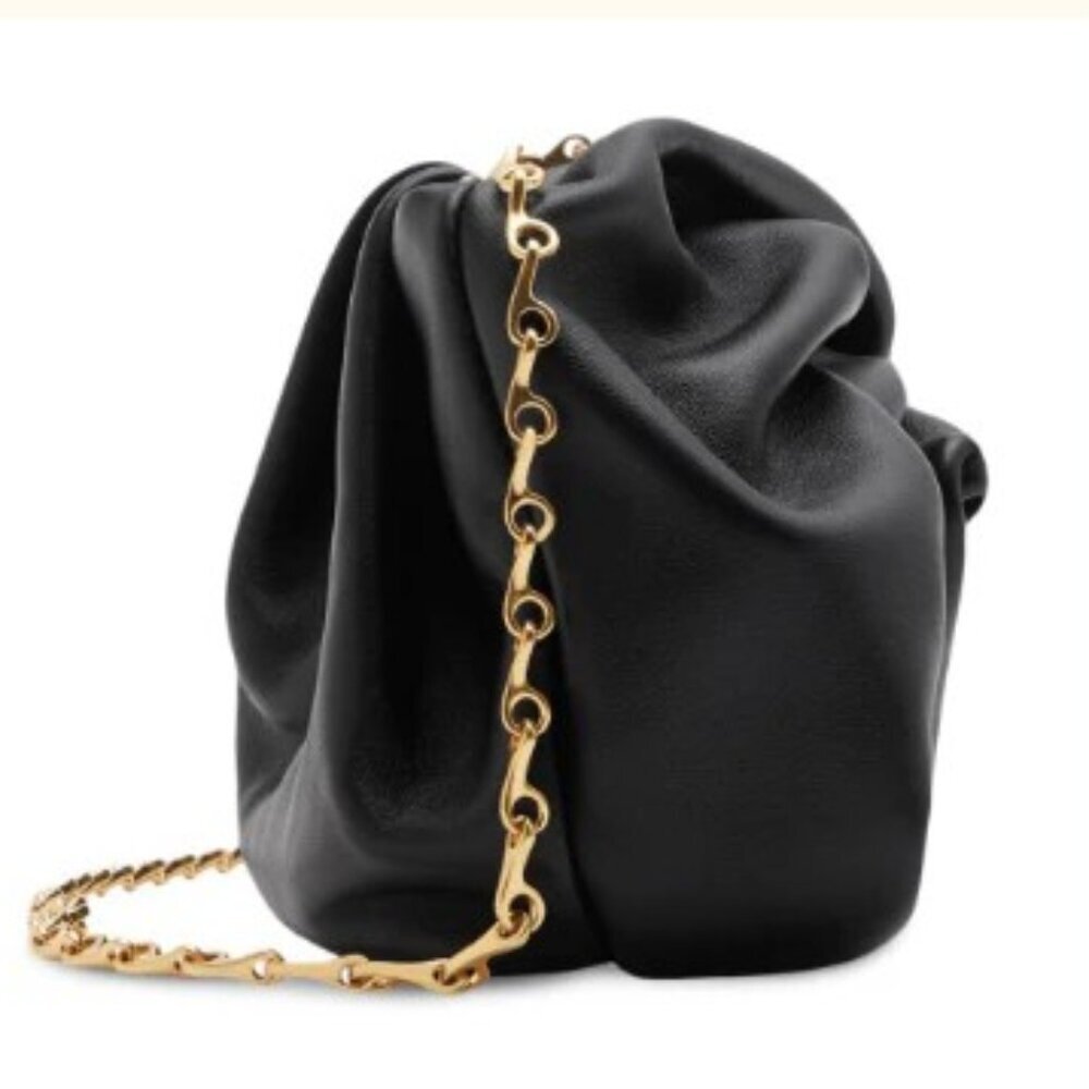 BURBERRY Black Rose Soft Leather Clutch Gold Chain & BURBERRY Dust Bag NWT - Picture 3 of 16